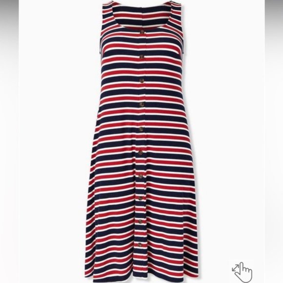 torrid Dresses & Skirts - Torrid women’s timeless plus size stripped midi A-line dress blue and red 2X